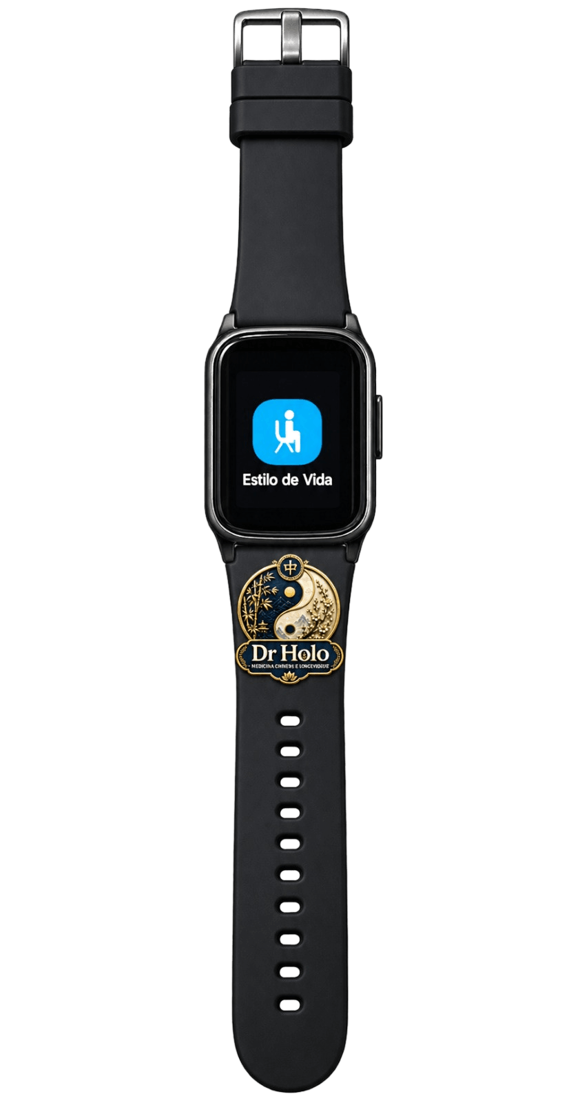 Relógio HoloGuardian 4G, formato de relógio de pulso, com tela retangular e pulseira de silicone